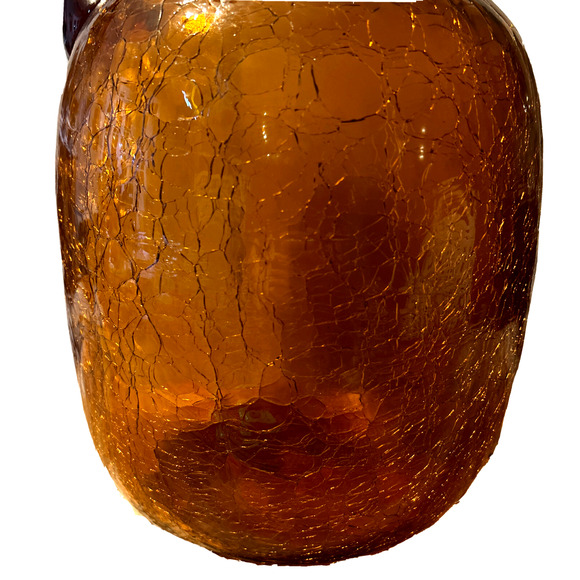 Vintage Blenko Hand Blown Crackle Glass 6526 Jug Amber Honey Joel Myers MCM - Picture 2 of 7